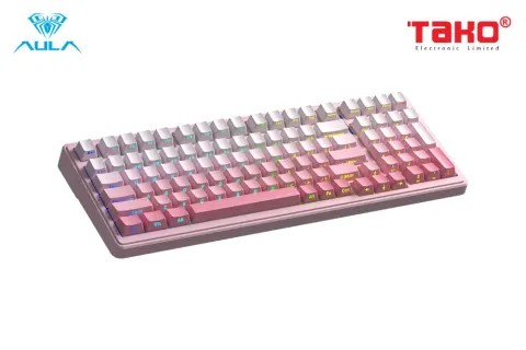 AULA F99 (2056) BÀN PHÍM CƠ GAMING 3 MODE (Phiên bản màu Hồng gradient/ Dream Sakura switch) 4