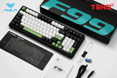 AULA F99 BÀN PHÍM CƠ GAMING 3 MODE (Phiên bản đen + trắng + xanh lá/ Whale Sea switch) 1