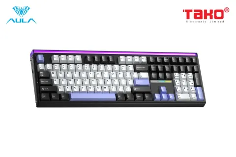 AULA H108 (2322) BÀN PHÍM CƠ GAMING 3 MODE (Phiên bản màu Đen+trắng+tím/ Silent Cotton Candy Switch) 2
