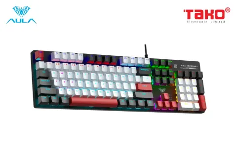 AULA S500 (4531) BÀN PHÍM CƠ GAMING CÓ DÂY (Phiên bản Đen + trắng + đỏ/ Blue switch) 4