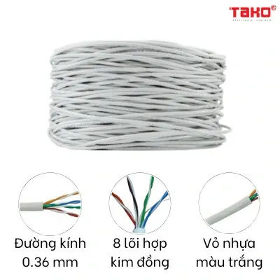 Cáp mạng Cat 5e AMTAKO 5222 dây trắng 305m 1