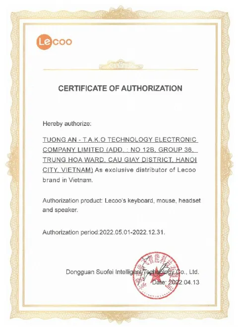 Chứng Nhận Lecoo 2022