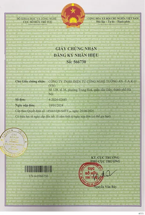 Chứng Nhận Đăng Ký Nhãn Hiệu AMTAKO 2025 (Trang 1)