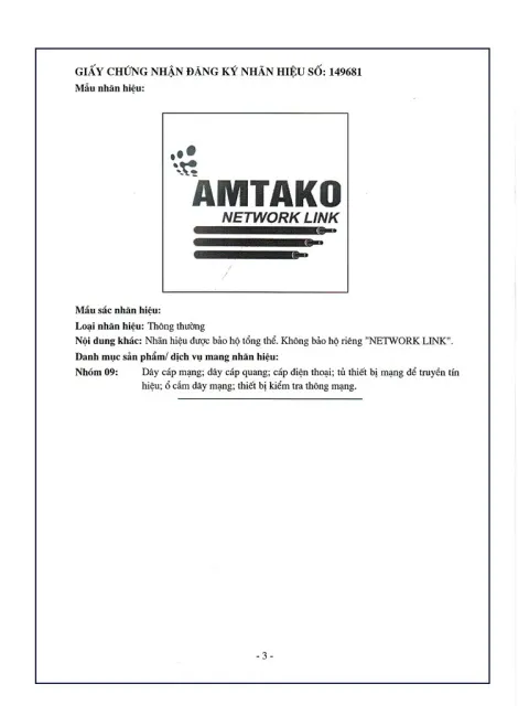 Chứng Nhận Đăng Ký Nhãn Hiệu AMTAKO 2010 (Trang 2)