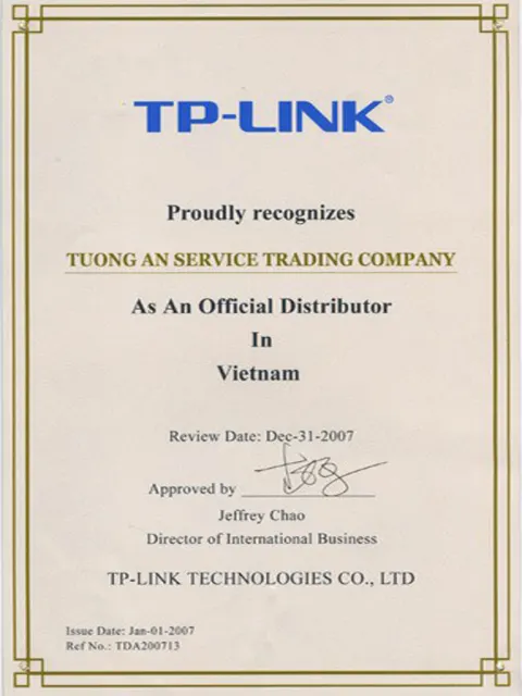 Chứng Nhận TP-Link 2007