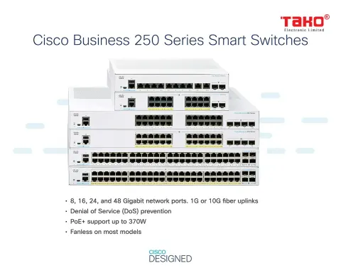 Cisco CBS250-48P-4G 48-port 10/100/1000 Mbps PoE Layer 2 manageable web switch 4 SFP slots 5