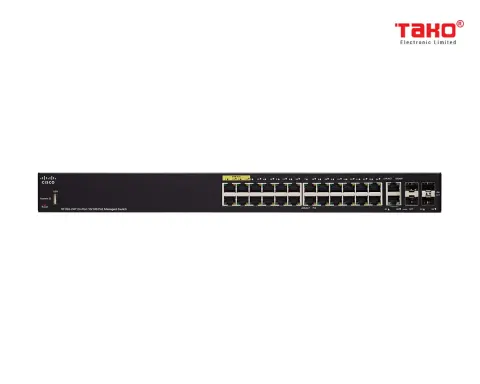 Cisco SF350-24P Managed Switch | 24 10/100 PoE Ports | 185W Ports | 4 Gigabit Ethernet (GbE) Combo SFP 3