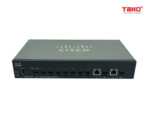 Cisco SG350-10SFP Managed with 10 ports of Gigabit Ethernet (GbE) Ports with 8 SFP slots plus 2 Gigabit Ethernet SFP Combo 1