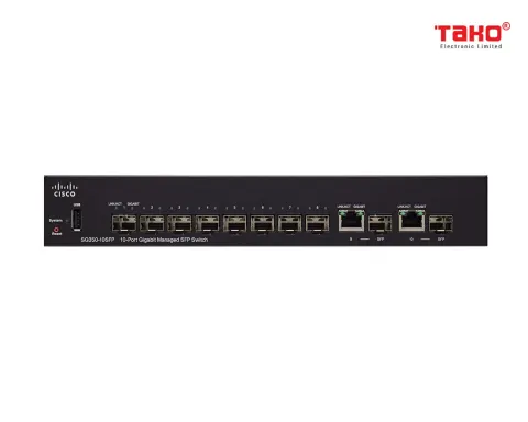 Cisco SG350-10SFP Managed with 10 ports of Gigabit Ethernet (GbE) Ports with 8 SFP slots plus 2 Gigabit Ethernet SFP Combo 3