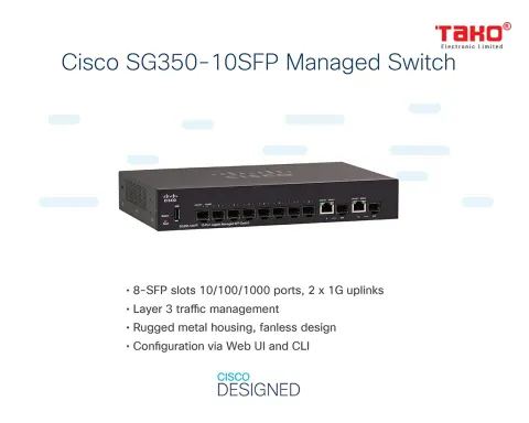 Cisco SG350-10SFP Managed with 10 ports of Gigabit Ethernet (GbE) Ports with 8 SFP slots plus 2 Gigabit Ethernet SFP Combo 4