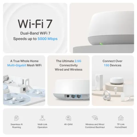 Deco BE25 (3-pack) Hệ thống Mesh Wi-Fi 7 BE5000 Cho Gia Đình 3