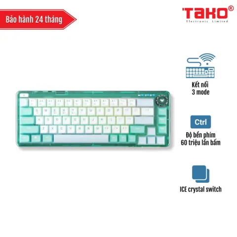 AULA F68 (3993) BÀN PHÍM CƠ GAMING 3 MODE (Phiên bản màu xanh lá)