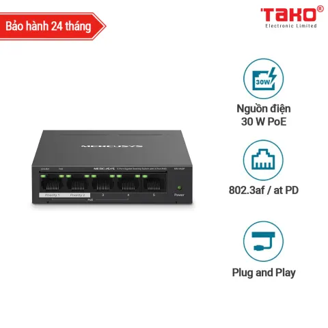 MS105GP 5-Port Gigabit Desktop Switch with 4-Port PoE+