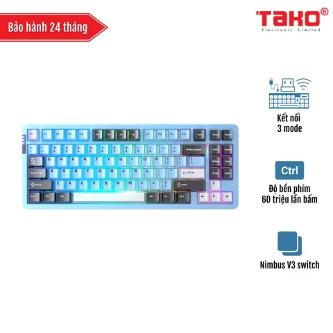 LEOBOG Hi86 (6881) BÀN PHÍM CƠ GAMING 3 MODE (Phiên bản màu Đen+Xanh dương+Trắng/ Nimbus V3 switch)