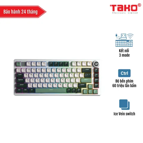 LEOBOG Hi75C PRO (1868) BÀN PHÍM CƠ GAMING 3 MODE (Phiên bản Xanh lá đậm + trắng + xanh lá/ Misty green/ Ice Vein switch)