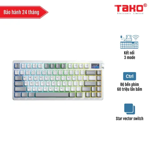 AULA NOVA75 (3510) BÀN PHÍM CƠ GAMING 3 MODE (Phiên bản màu Xám trắng/ Star Vector switch)