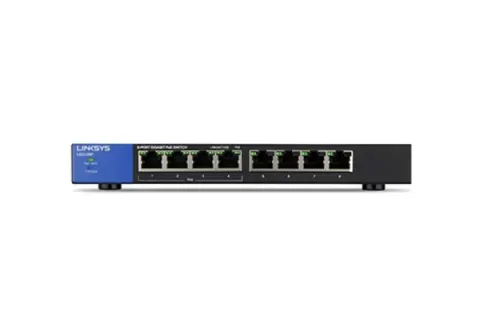 LINKSYS LGS108P 8-PORT BUSINESS DESKTOP GIGABIT POE+ SWITCH 1