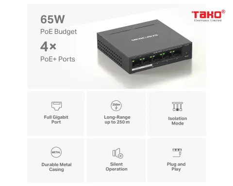 MS105GP 5-Port Gigabit Desktop Switch with 4-Port PoE+ 4