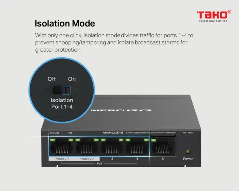 MS105GP 5-Port Gigabit Desktop Switch with 4-Port PoE+ 6