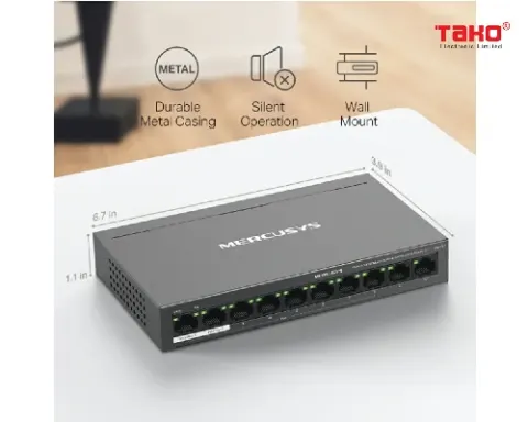 MS110P Bộ chuyển mạch máy tính để bàn 10 cổng 10 / 100Mbps với PoE + 8 cổng 10