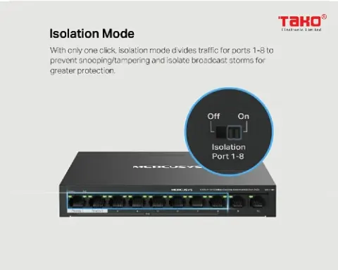MS110P Bộ chuyển mạch máy tính để bàn 10 cổng 10 / 100Mbps với PoE + 8 cổng 7