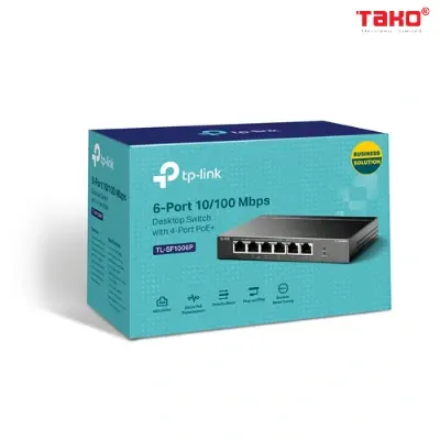 Switch Để Bàn 6 Cổng 10/100Mbps với 4 Cổng PoE+ 8