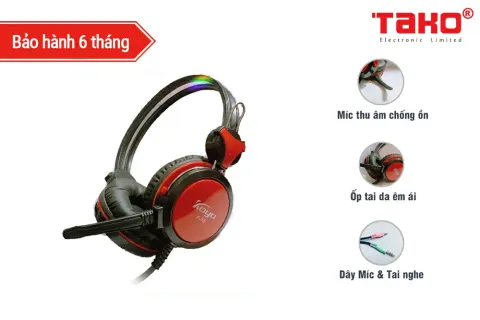 Tai nghe chụp tai 2 jack TAKO F-13 1
