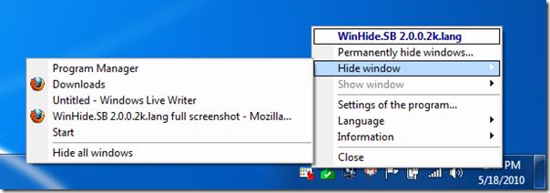 WinHide.SB: Giấu chương trình đang chạy trên Windows