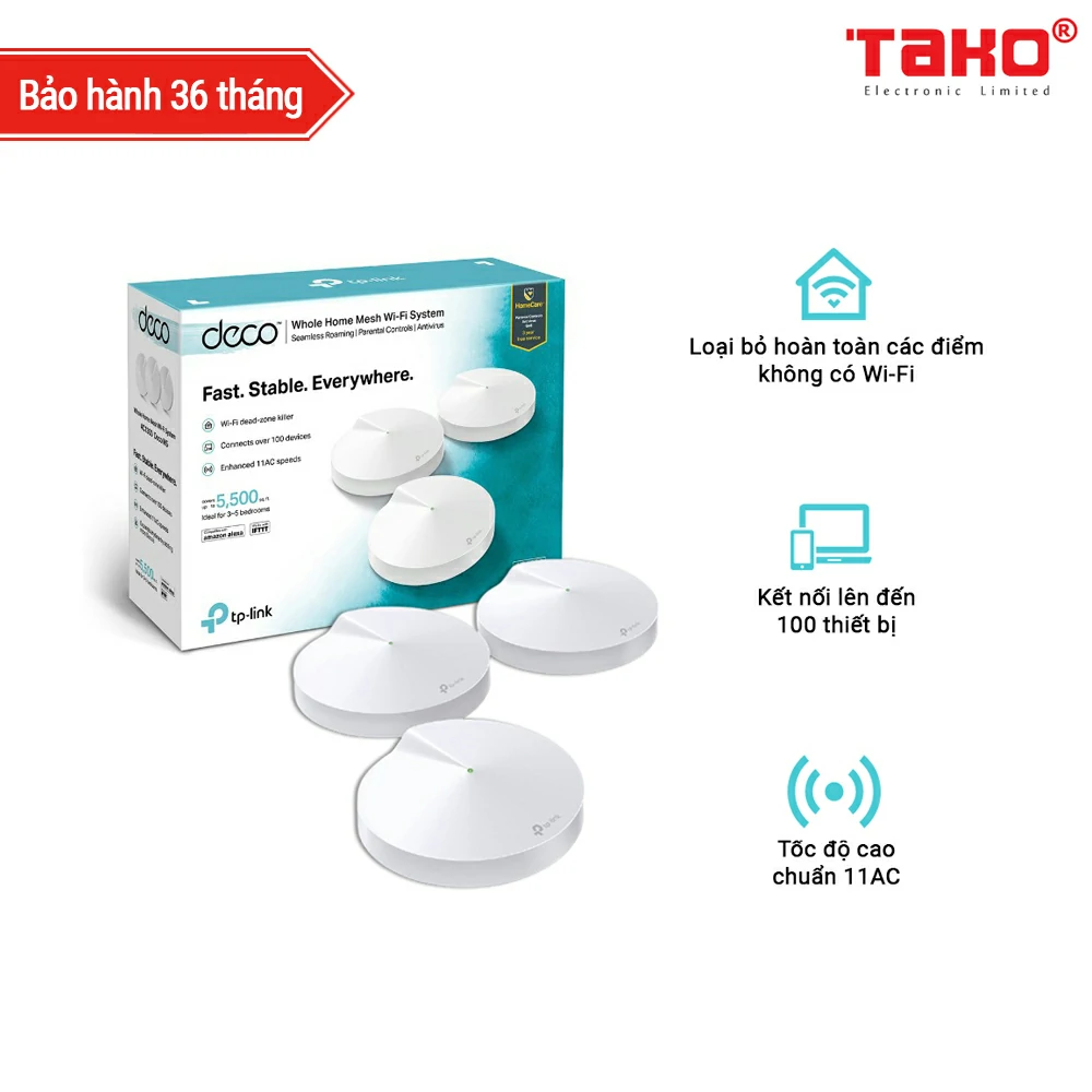 Deco M5 Hệ thống Wi-Fi Mesh cho Gia đình AC1300 (3-pack)