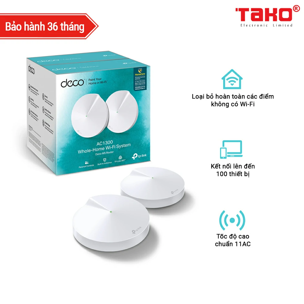 Deco M5 Hệ thống Wi-Fi Mesh cho Gia đình AC1300 (2-pack)