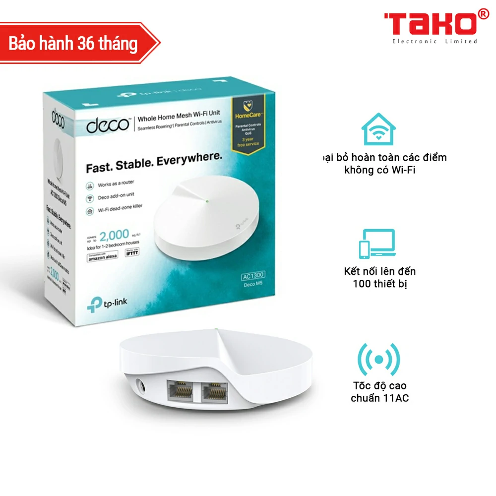 Deco M5 Hệ thống Wi-Fi Mesh cho Gia đình AC1300 (1-pack)