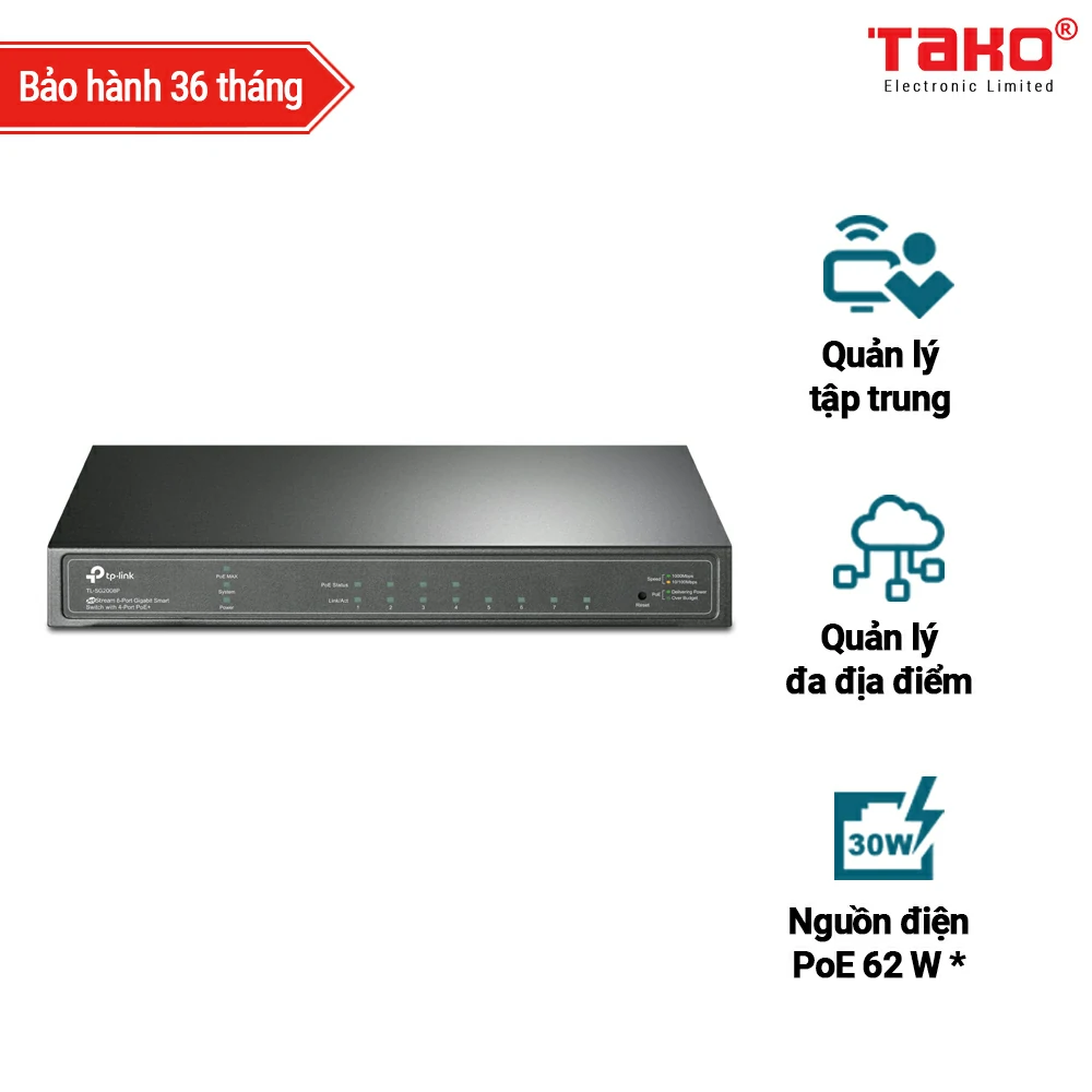 TL-SG2008P Bộ chuyển mạch thông minh JetStream 8 cổng Gigabit với PoE + 4 cổng