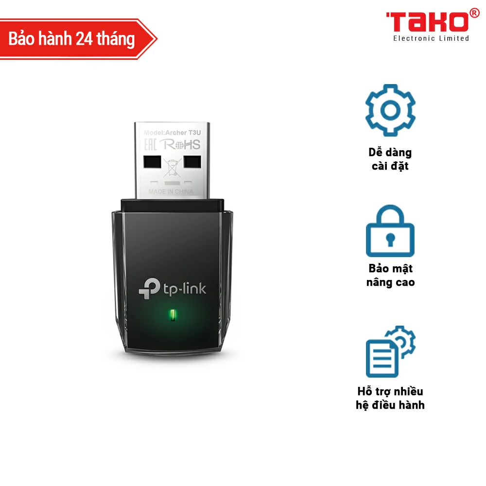 Archer T3U Bộ Chuyển Đổi USB MU-MIMO Không Dây Mini AC1300