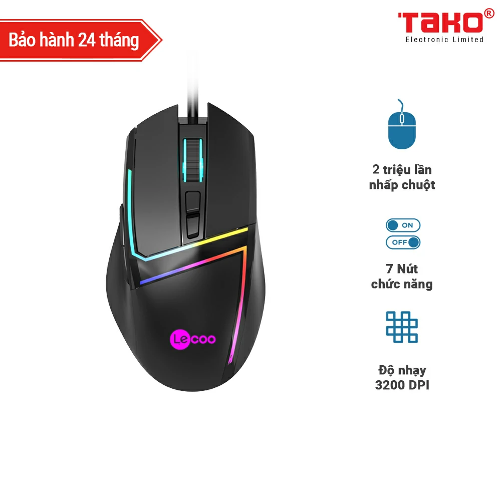 Chuột quang Gaming có dây Lecoo MS106