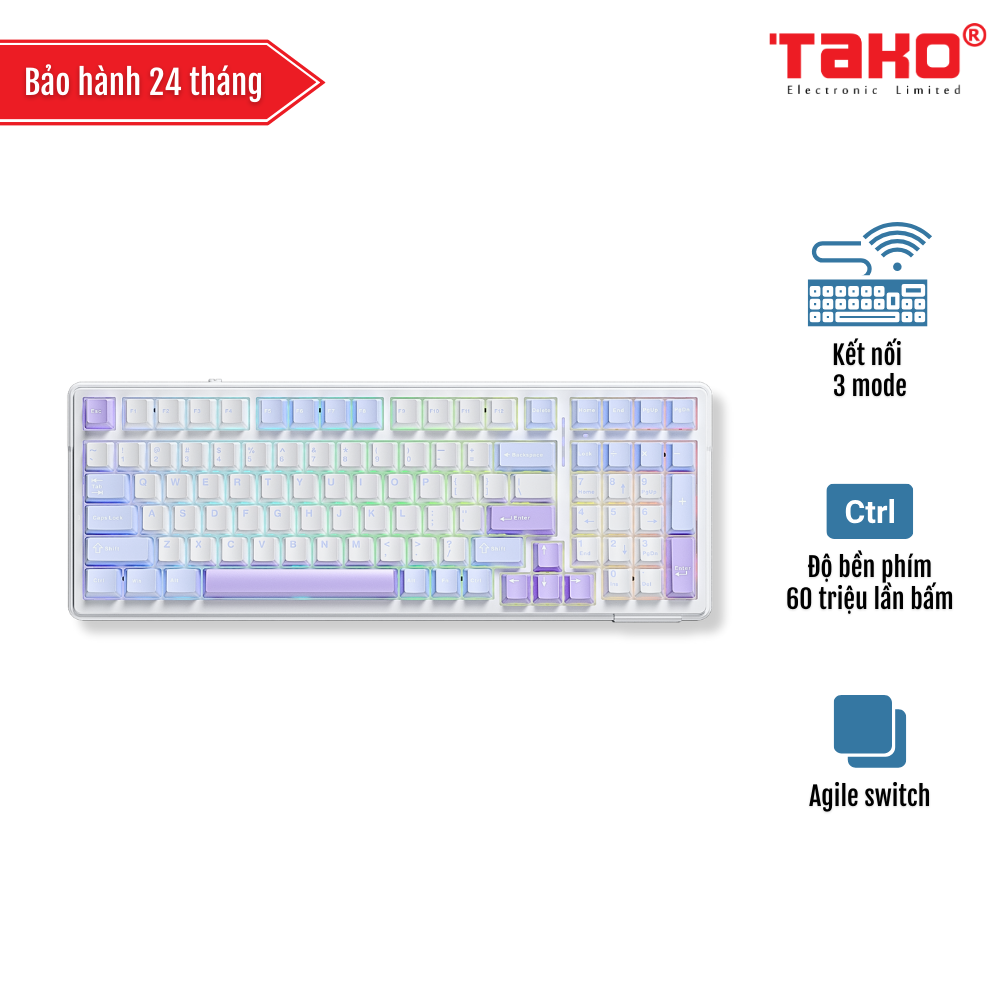 AULA F99 BÀN PHÍM CƠ GAMING 3 MODE (Phiên bản xanh dương + trắng + tím/Agile switch)