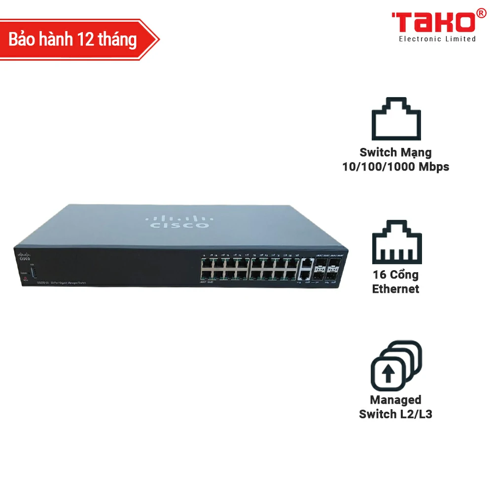 Cisco Business SG350-20-K9 managed Switch L2/L3 16 Cổng Gigabit Ethernet + 2 Gigabit SFP