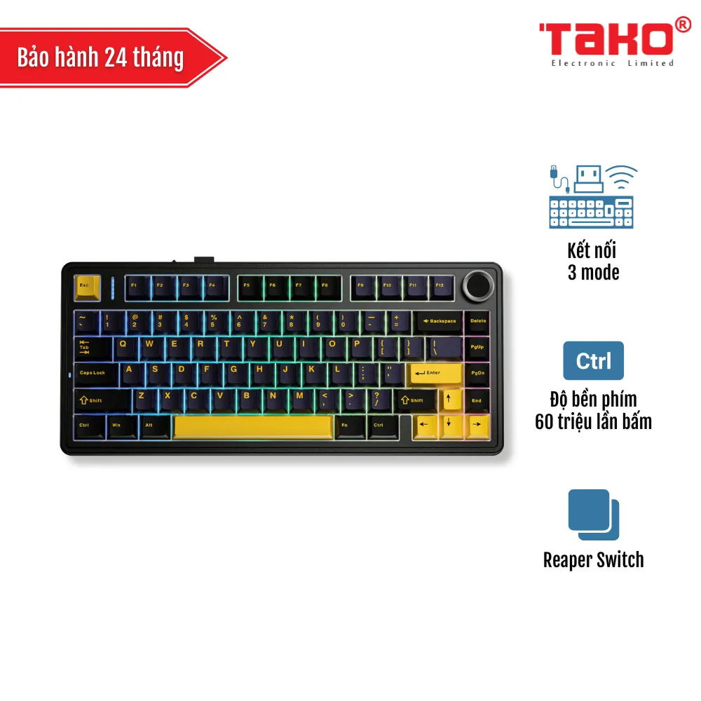 AULA F75 BÀN PHÍM CƠ GAMING 3 MODE (Phiên bản Đen + Xanh đậm + Cam/ Reaper Switch)
