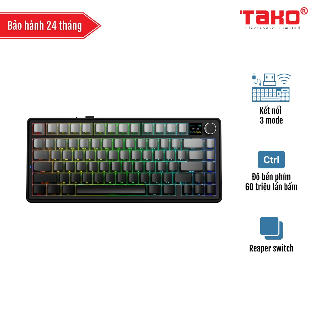 AULA F75 MAX BÀN PHÍM CƠ GAMING 3 MODE (Phiên bản Xám + Đen gradient/ Reaper switch)