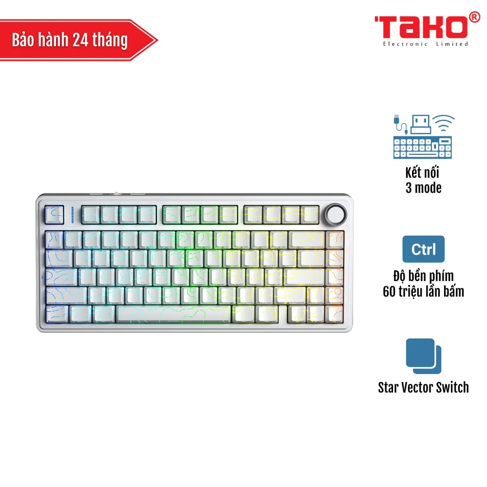 AULA F75 BÀN PHÍM CƠ GAMING 3 MODE (Phiên bản 3 mode/ Trắng contour/ Seiya - Star Vector Switch)