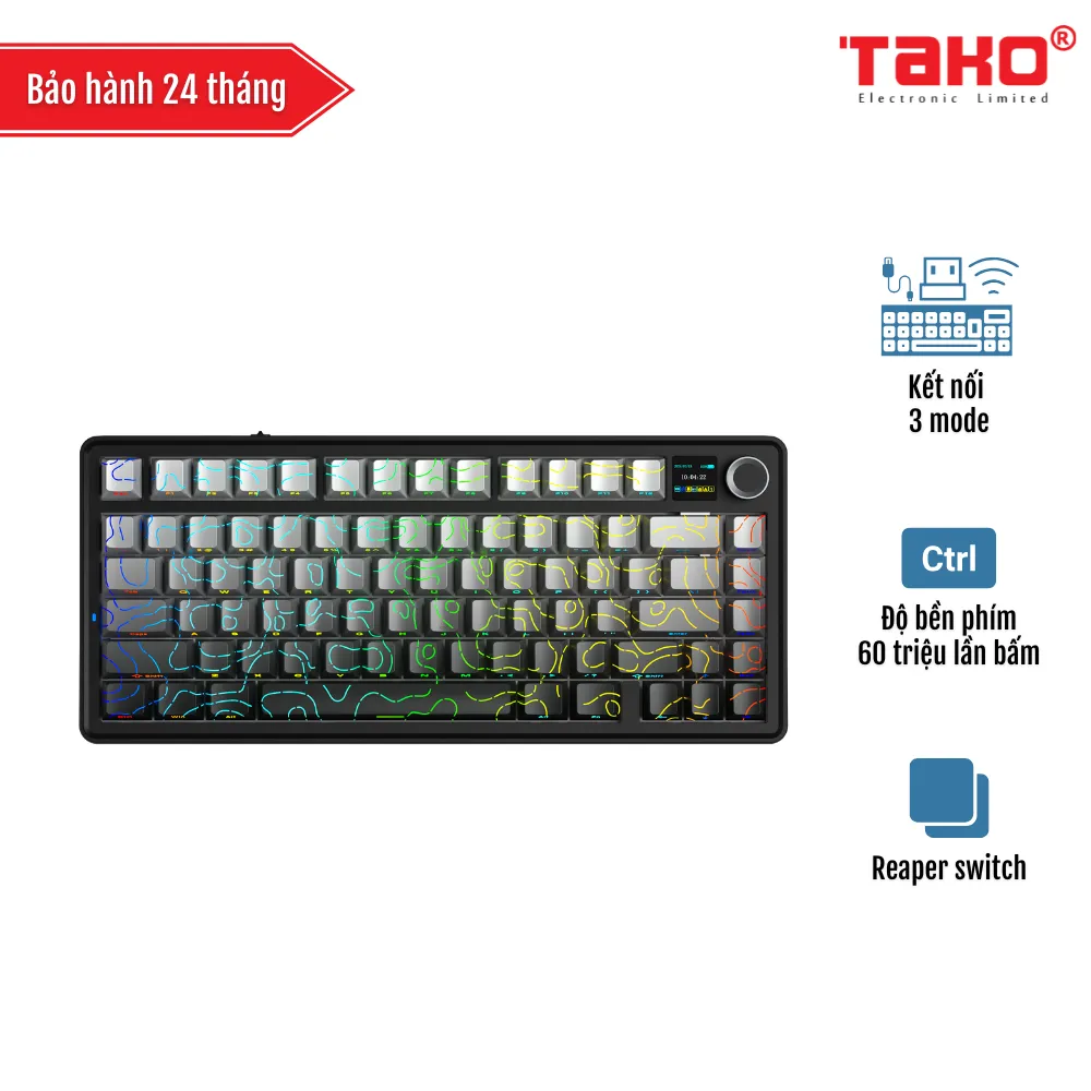 AULA F75 MAX BÀN PHÍM CƠ GAMING 3 MODE (Phiên bản Xám + đen gradient contour/ Reaper switch)