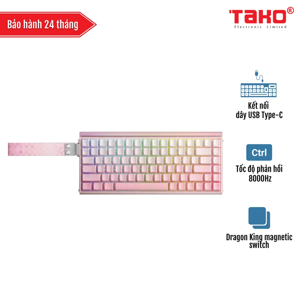 AULA HERO84HE BÀN PHÍM CƠ GAMING CÓ DÂY (Phiên bản Trắng hồng gradient contour/ Dragon King magnetic switch - Rapid trigger)