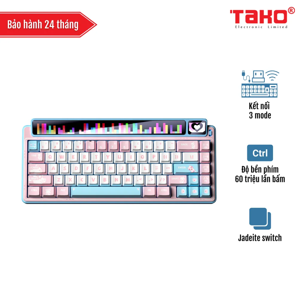 LEOBOG AMG65 BÀN PHÍM CƠ GAMING 3 MODE (Phiên bản Màu hồng + trắng + xanh dương/ Jadeite switch)
