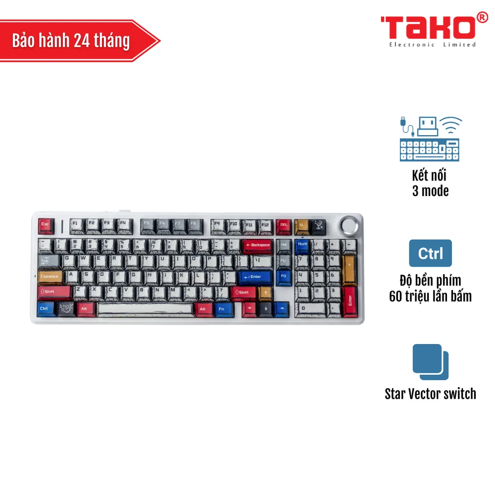 AULA F99 PRO BÀN PHÍM CƠ GAMING 3 MODE (Phiên bản Có núm xoay/ Màu comic/ Star Vector switch)