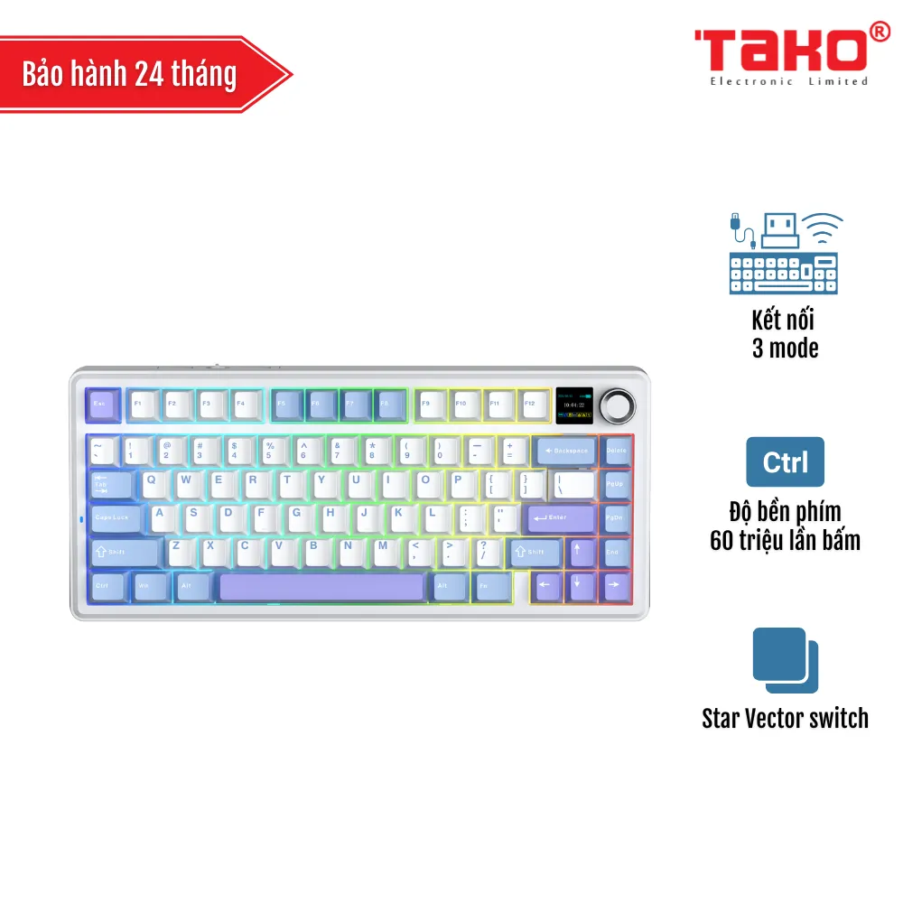 AULA F75 MAX BÀN PHÍM CƠ GAMING 3 MODE (Phiên bản Xanh + trắng + tím/ Reaper switch)