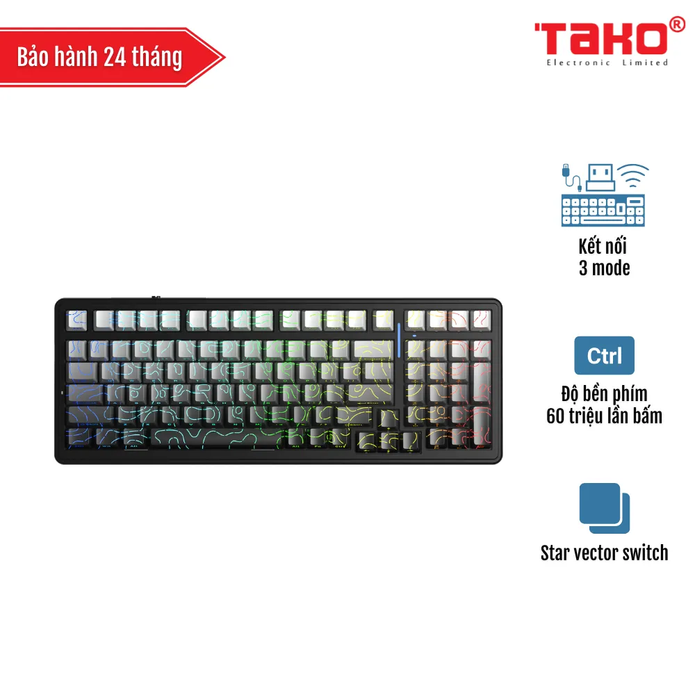 AULA F99 (1523) BÀN PHÍM CƠ GAMING 3 MODE (Phiên bản Xám gradient contour/ Star Vector switch)