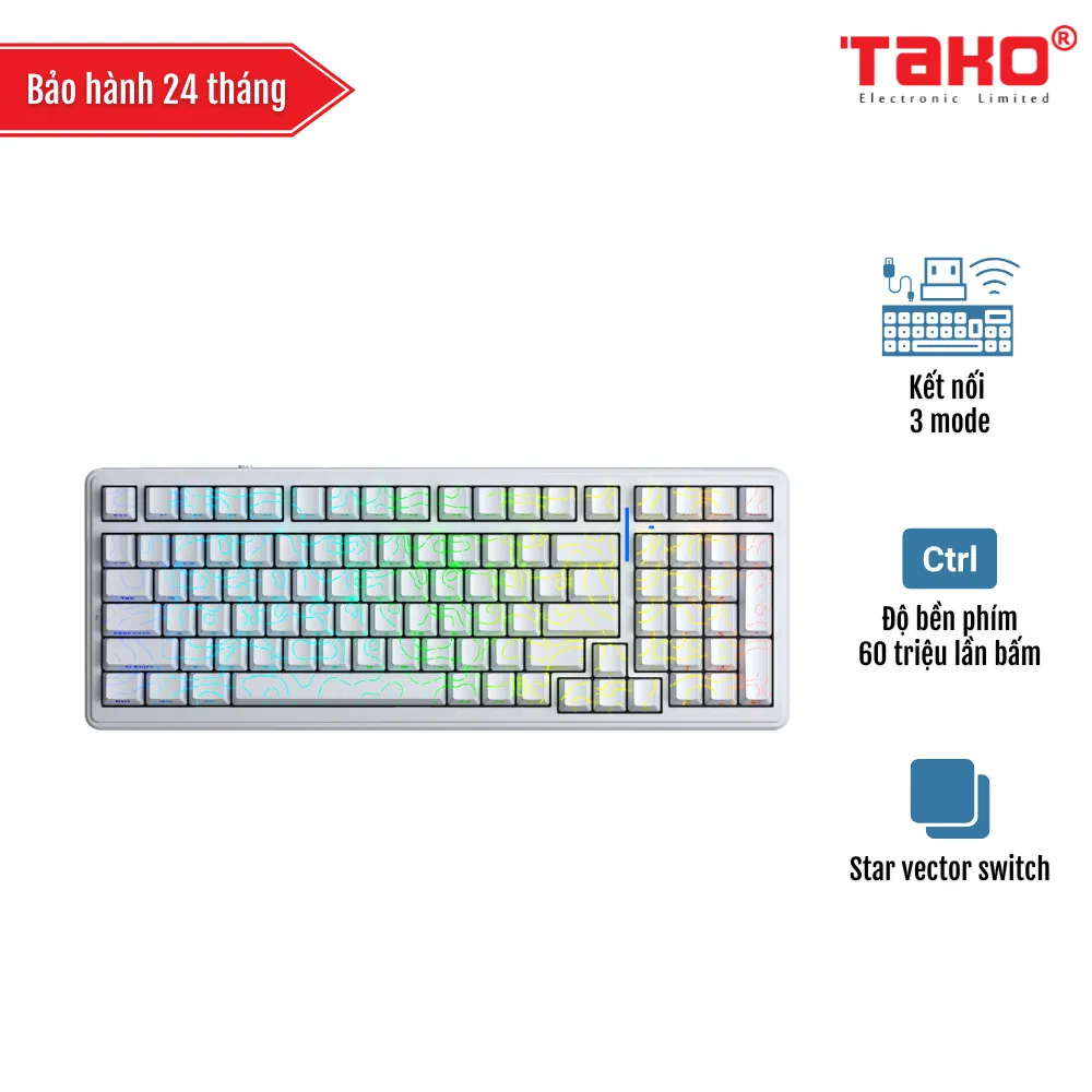 AULA F99 (1516) BÀN PHÍM CƠ GAMING 3 MODE (Phiên bản Trắng contour/ Star Vector switch)