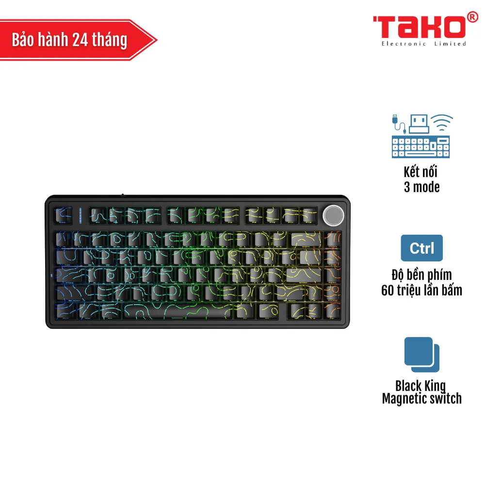 AULA F75HE (8010) BÀN PHÍM CƠ GAMING 3 MODE (Phiên bản màu Đen contour/ Black King Magnetic switch)