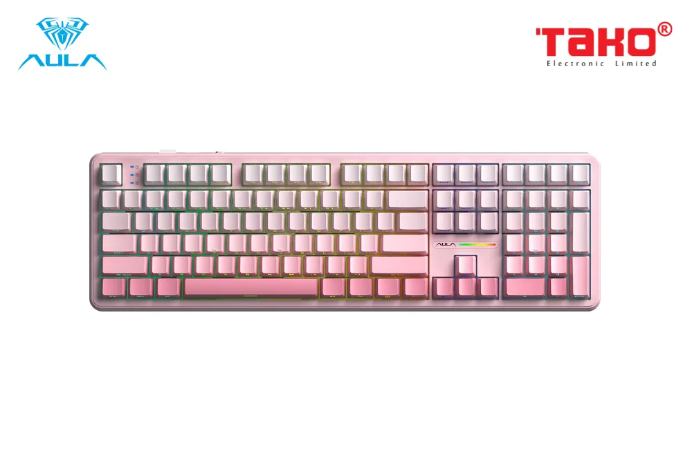 AULA F108 (2063) BÀN PHÍM CƠ GAMING 3 MODE (Phiên bản màu Hồng gradient/ Dream Sakura switch) 1