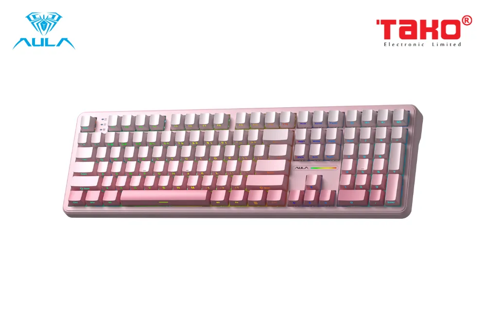 AULA F108 (2063) BÀN PHÍM CƠ GAMING 3 MODE (Phiên bản màu Hồng gradient/ Dream Sakura switch) 4
