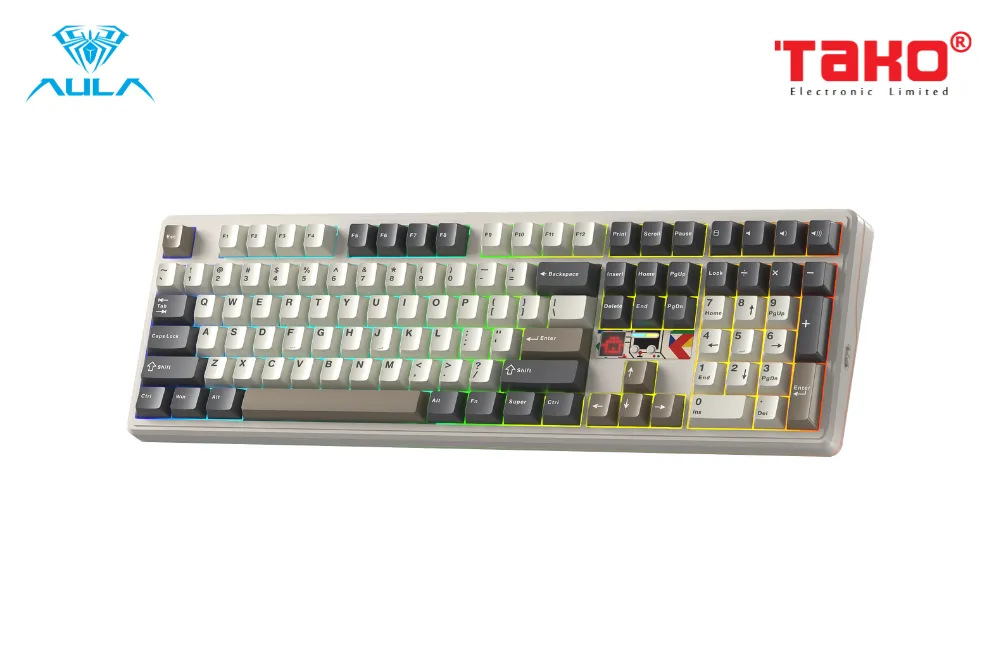 AULA F108PRO V2 (6634) BÀN PHÍM CƠ GAMING 3 MODE (Phiên bản màu Xanh dương + Be + Nâu/ Panda switch) 2